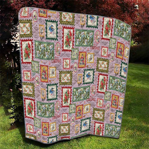 Aussie Birds Christmas La La Land Quilt Pink Vintage Stamp Edition - Aussie Hoodie