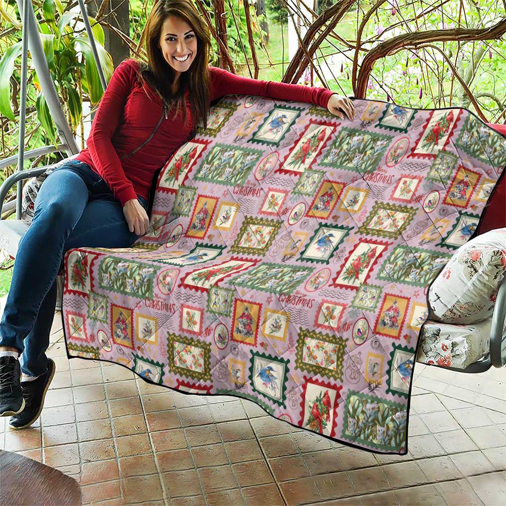 Aussie Birds Christmas La La Land Quilt Pink Vintage Stamp Edition - Aussie Hoodie