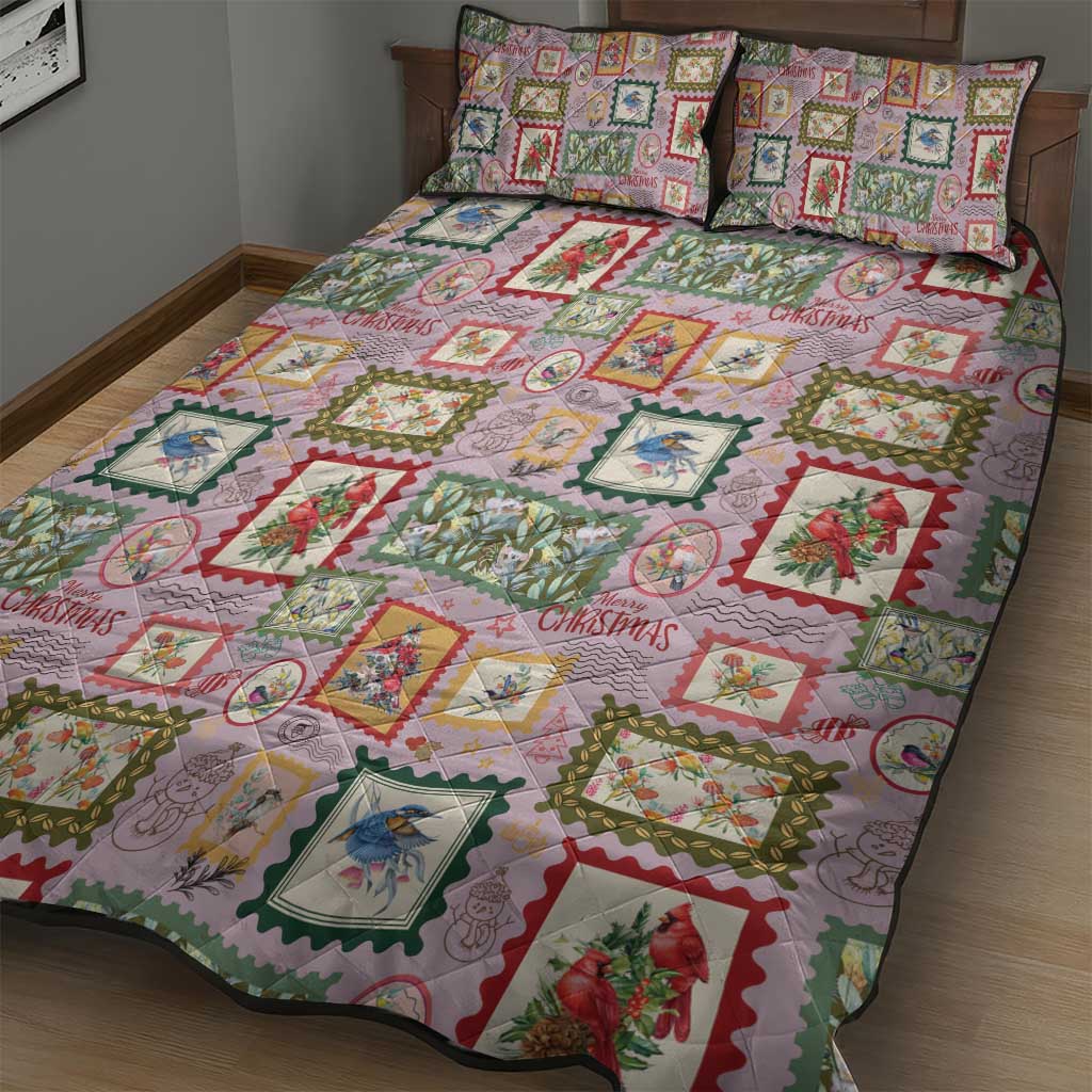 Aussie Birds Christmas La La Land Quilt Bed Set Pink Vintage Stamp Edition - Aussie Hoodie