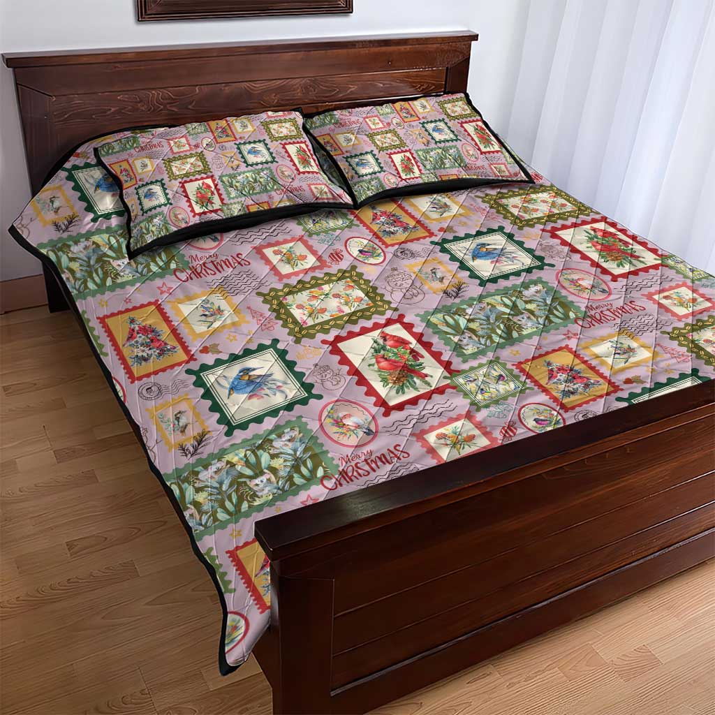 Aussie Birds Christmas La La Land Quilt Bed Set Pink Vintage Stamp Edition - Aussie Hoodie