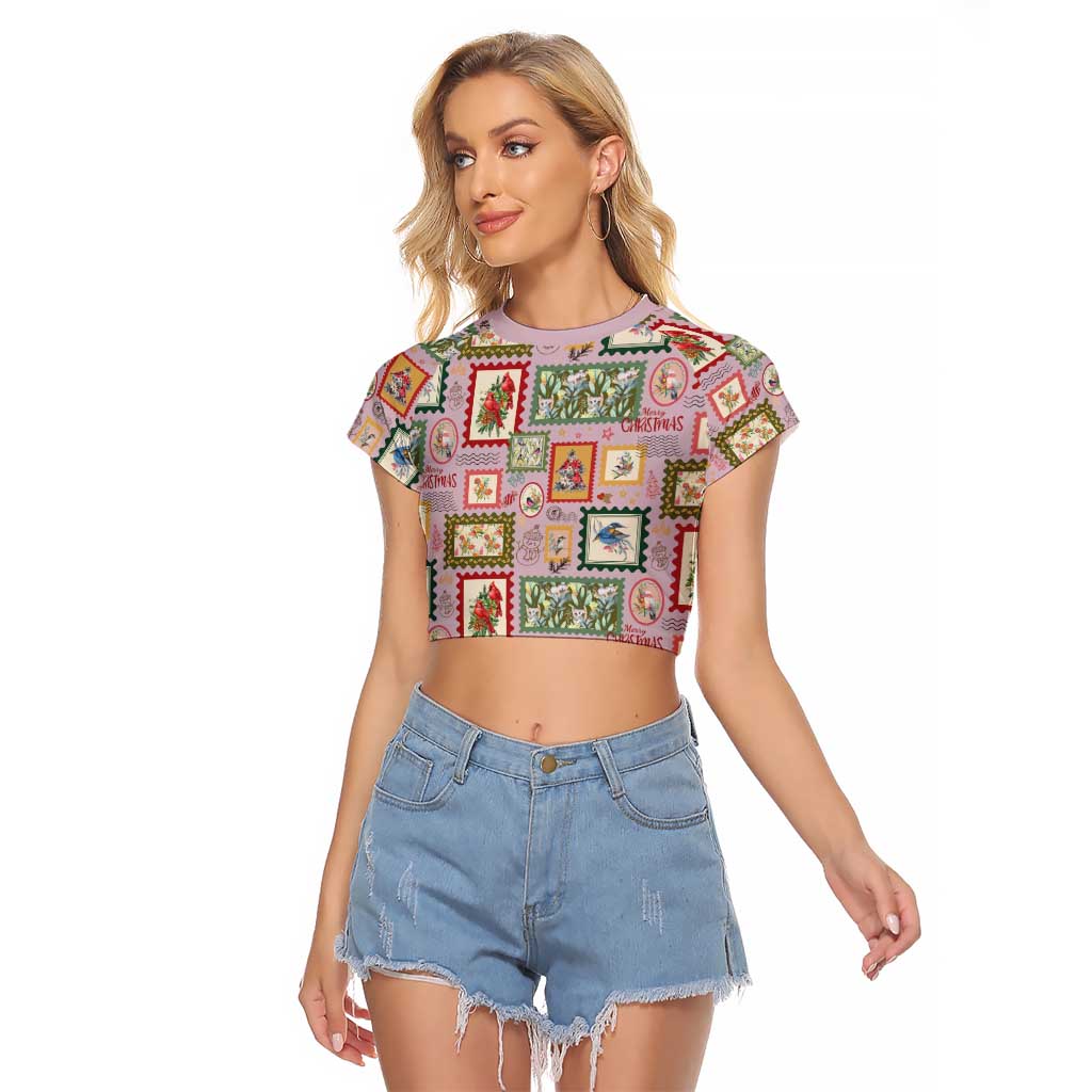 Aussie Birds Christmas La La Land Raglan Cropped T Shirt Pink Vintage Stamp Edition - Aussie Hoodie