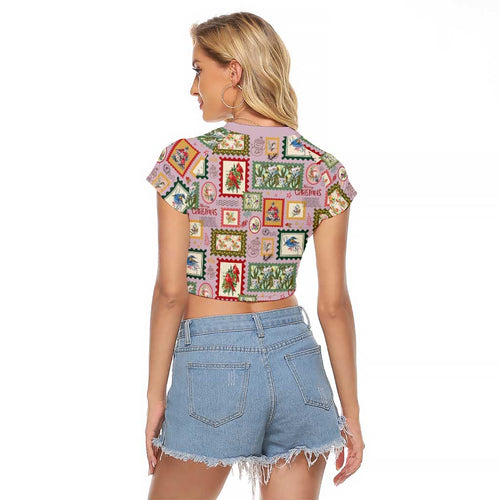 Aussie Birds Christmas La La Land Raglan Cropped T Shirt Pink Vintage Stamp Edition - Aussie Hoodie