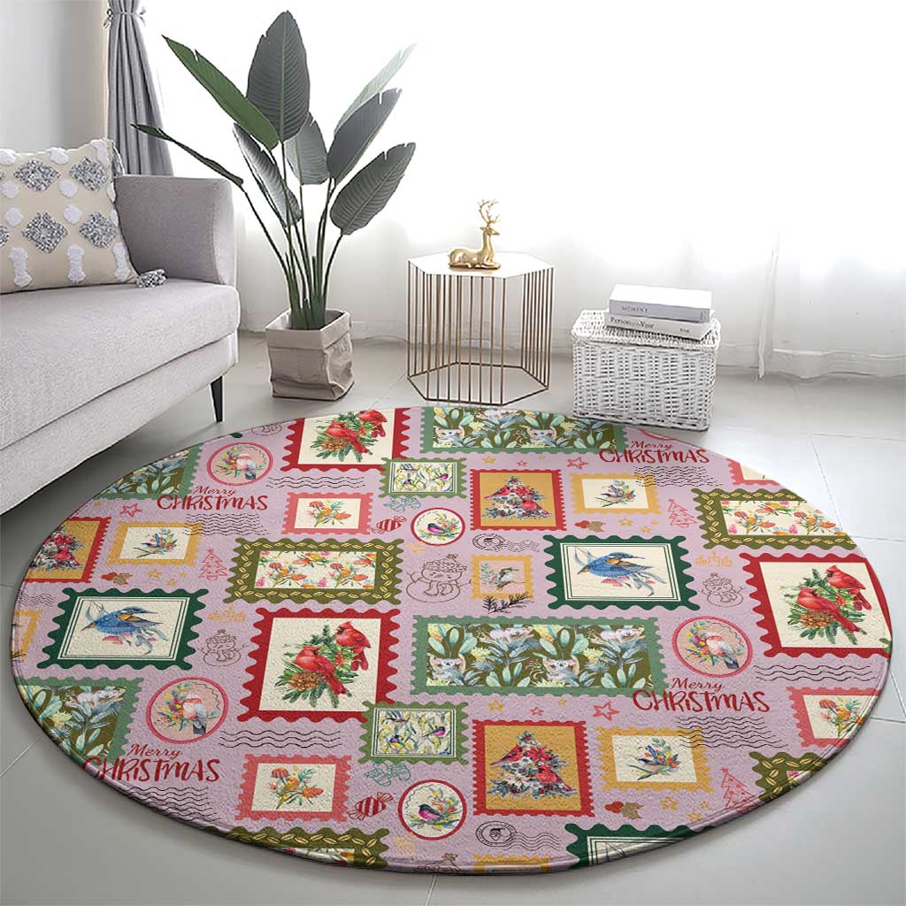 Aussie Birds Christmas La La Land Round Carpet Pink Vintage Stamp Edition - Aussie Hoodie
