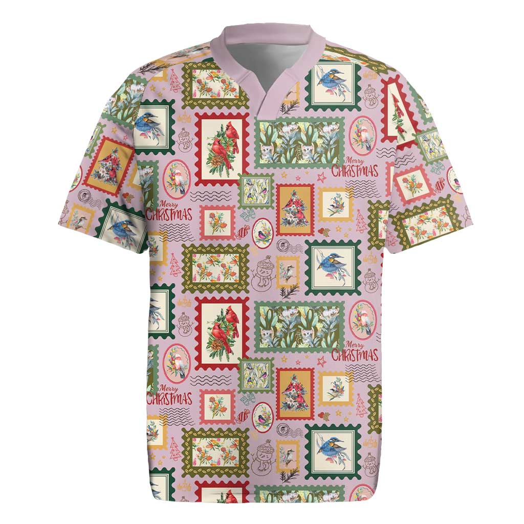 Aussie Birds Christmas La La Land Rugby Jersey Pink Vintage Stamp Edition - Aussie Hoodie