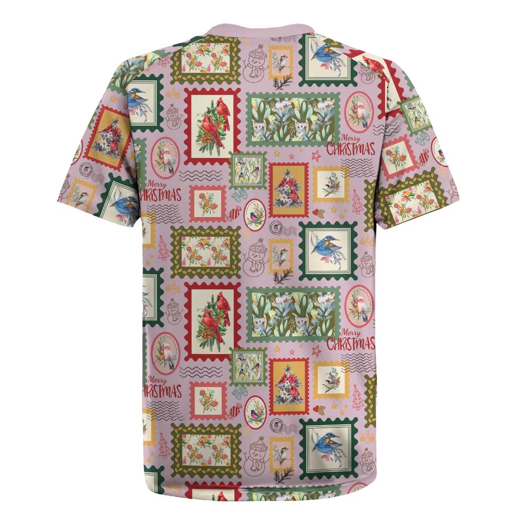 Aussie Birds Christmas La La Land Rugby Jersey Pink Vintage Stamp Edition - Aussie Hoodie