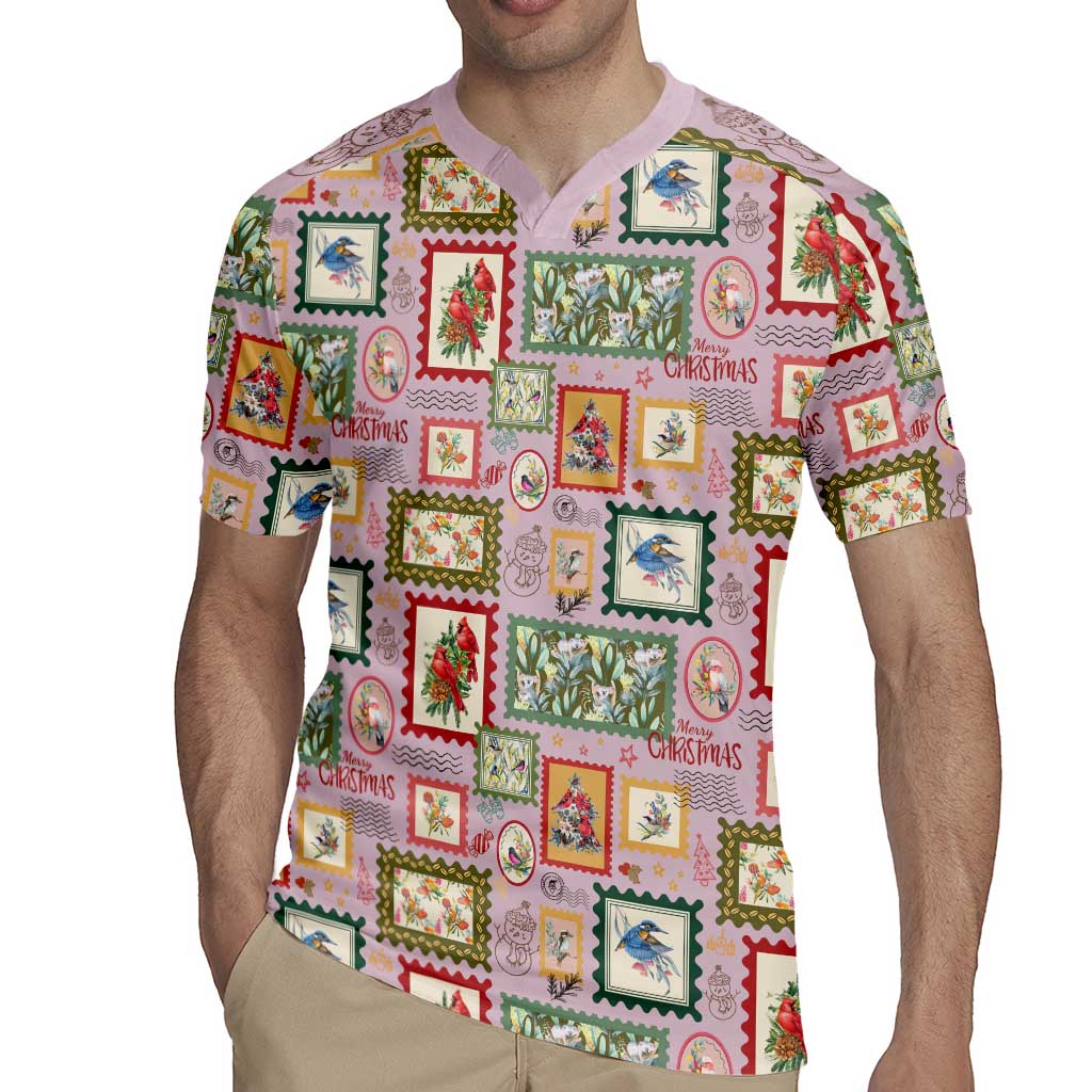 Aussie Birds Christmas La La Land Rugby Jersey Pink Vintage Stamp Edition - Aussie Hoodie