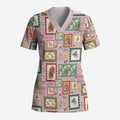 Aussie Birds Christmas La La Land Scrub Top Pink Vintage Stamp Edition - Aussie Hoodie