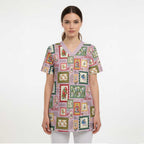 Aussie Birds Christmas La La Land Scrub Top Pink Vintage Stamp Edition - Aussie Hoodie