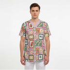 Aussie Birds Christmas La La Land Scrub Top Pink Vintage Stamp Edition - Aussie Hoodie