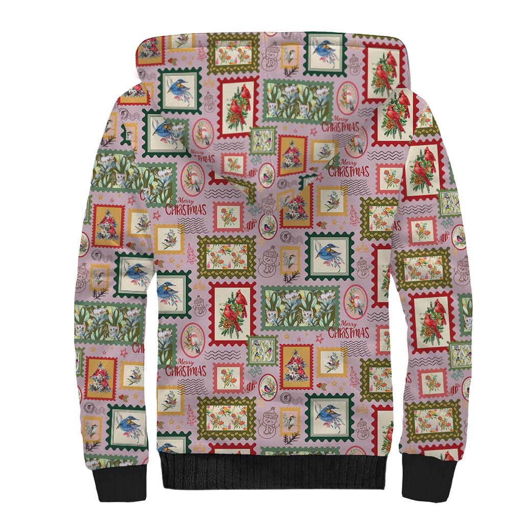 Aussie Birds Christmas La La Land Sherpa Hoodie Pink Vintage Stamp Edition - Aussie Hoodie