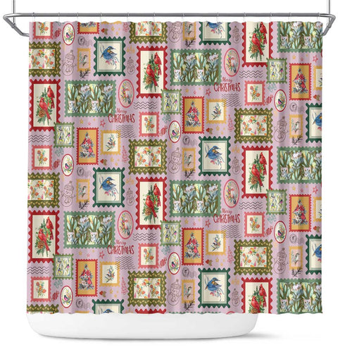 Aussie Birds Christmas La La Land Shower Curtain Pink Vintage Stamp Edition - Aussie Hoodie