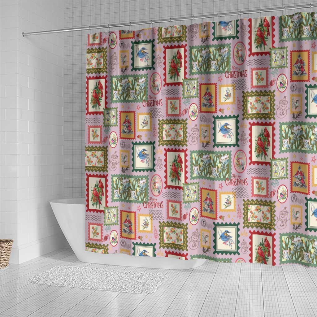 Aussie Birds Christmas La La Land Shower Curtain Pink Vintage Stamp Edition - Aussie Hoodie