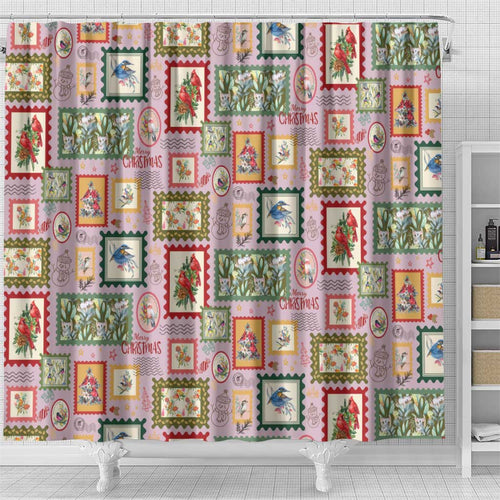 Aussie Birds Christmas La La Land Shower Curtain Pink Vintage Stamp Edition - Aussie Hoodie