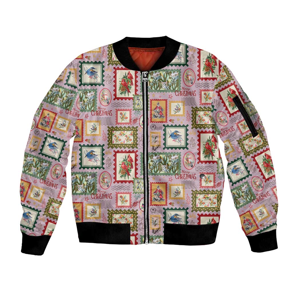 Aussie Birds Christmas La La Land Sleeve Zip Bomber Jacket Pink Vintage Stamp Edition - Aussie Hoodie