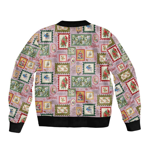 Aussie Birds Christmas La La Land Sleeve Zip Bomber Jacket Pink Vintage Stamp Edition - Aussie Hoodie