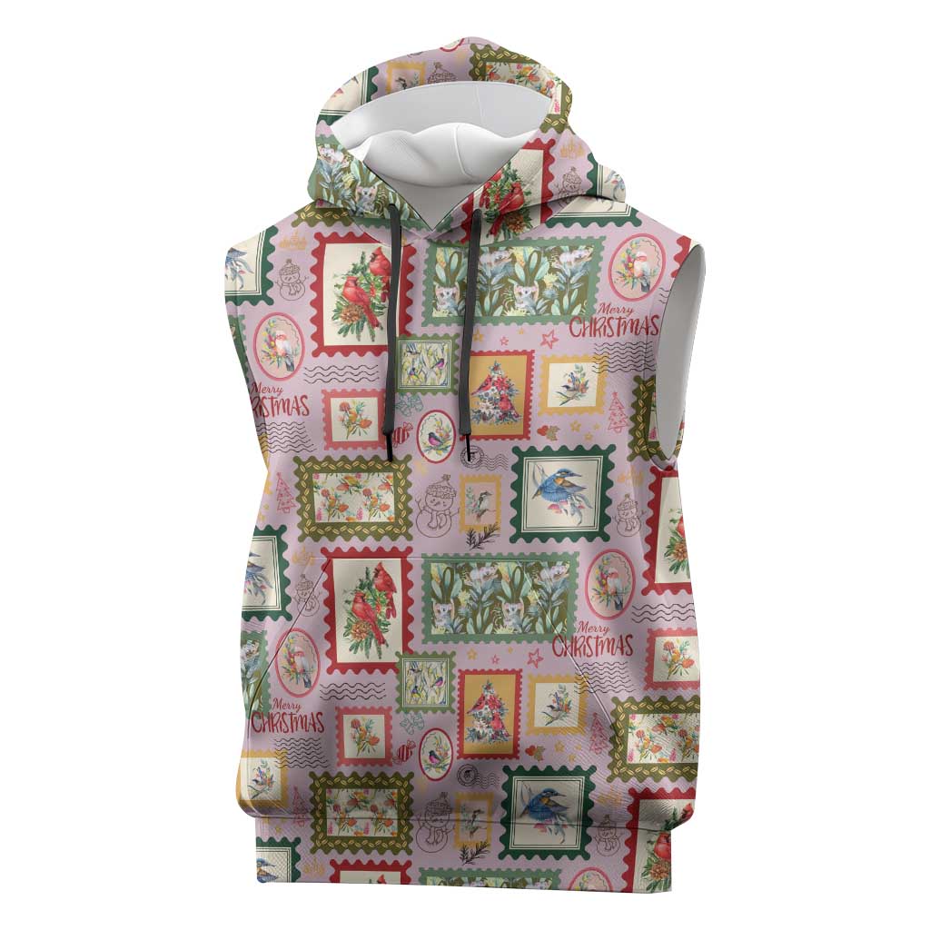 Aussie Birds Christmas La La Land Sleeveless Hoodie Pink Vintage Stamp Edition - Aussie Hoodie
