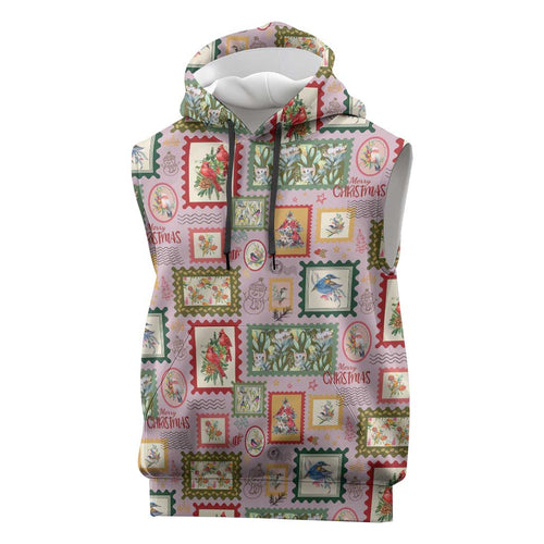 Aussie Birds Christmas La La Land Sleeveless Hoodie Pink Vintage Stamp Edition - Aussie Hoodie