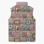 Aussie Birds Christmas La La Land Sleeveless Puffer Jacket Pink Vintage Stamp Edition - Aussie Hoodie