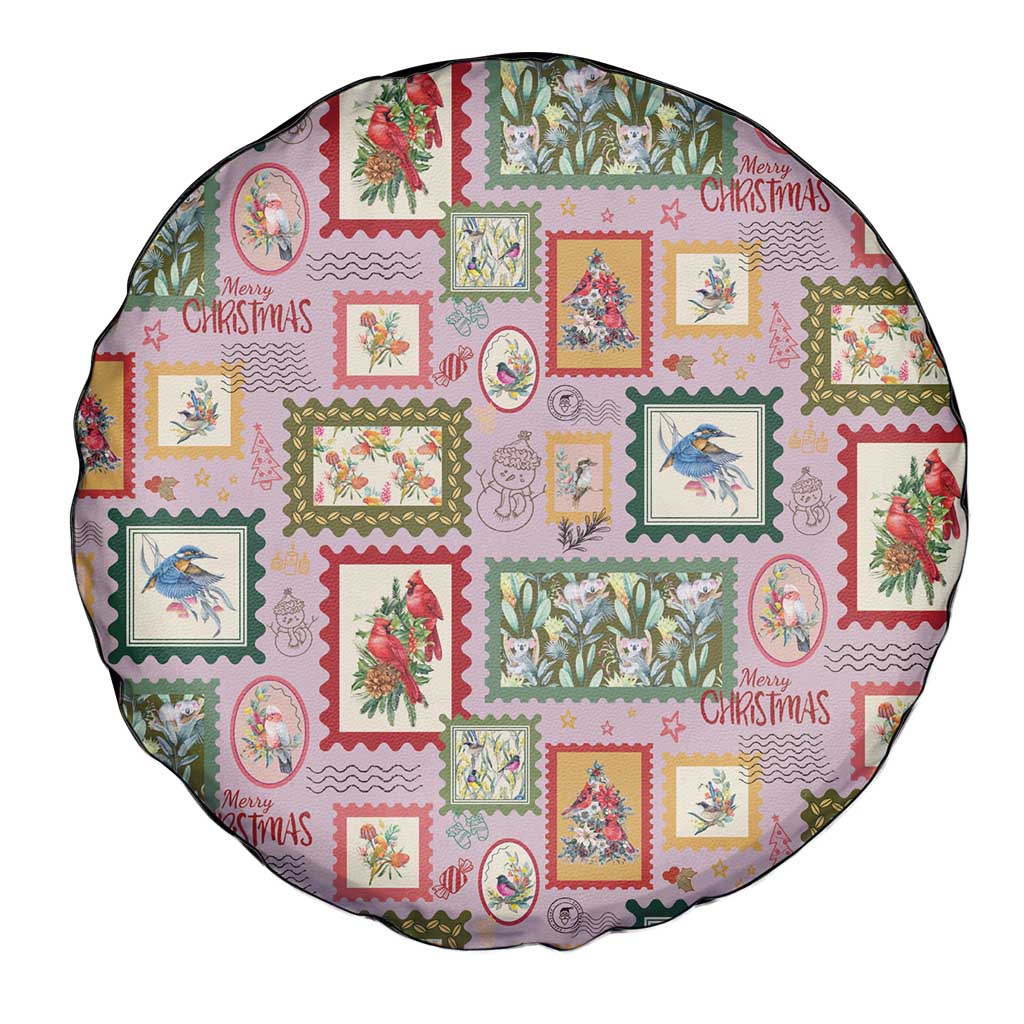 Aussie Birds Christmas La La Land Spare Tire Cover Pink Vintage Stamp Edition - Aussie Hoodie