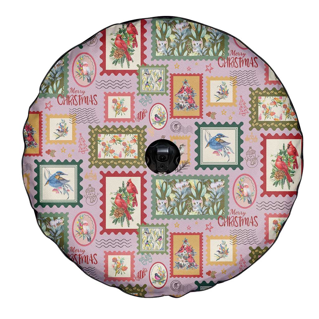 Aussie Birds Christmas La La Land Spare Tire Cover Pink Vintage Stamp Edition - Aussie Hoodie