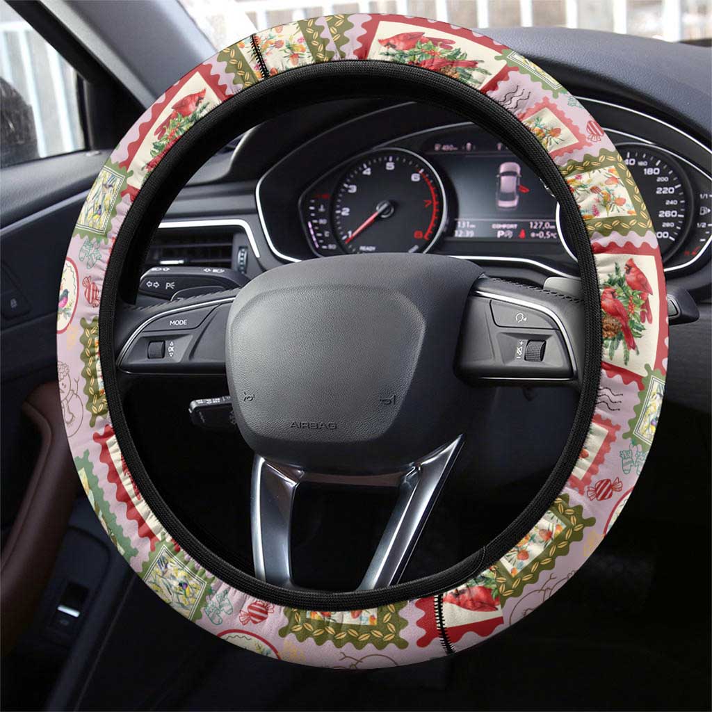 Aussie Birds Christmas La La Land Steering Wheel Cover Pink Vintage Stamp Edition - Aussie Hoodie