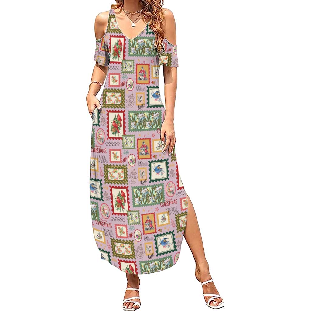Aussie Birds Christmas La La Land Summer Maxi Dress Pink Vintage Stamp Edition - Aussie Hoodie