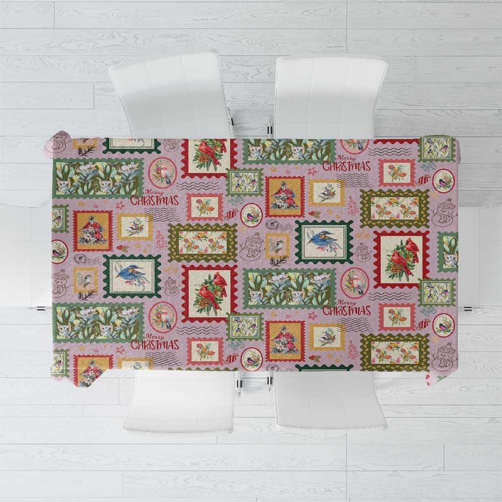 Aussie Birds Christmas La La Land Tablecloth Pink Vintage Stamp Edition - Aussie Hoodie