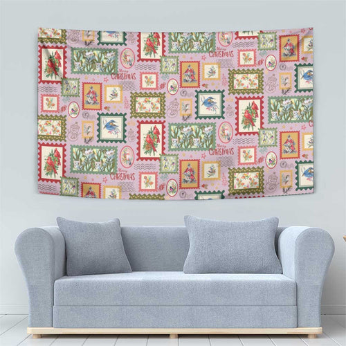 Aussie Birds Christmas La La Land Tapestry Pink Vintage Stamp Edition - Aussie Hoodie