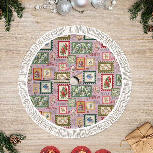 Aussie Birds Christmas La La Land Tree Skirt Pink Vintage Stamp Edition - Aussie Hoodie