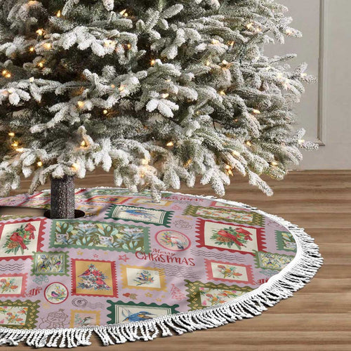 Aussie Birds Christmas La La Land Tree Skirt Pink Vintage Stamp Edition - Aussie Hoodie