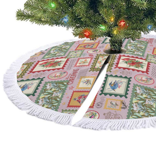 Aussie Birds Christmas La La Land Tree Skirt Pink Vintage Stamp Edition - Aussie Hoodie