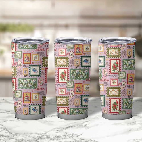 Aussie Birds Christmas La La Land Tumbler Cup Pink Vintage Stamp Edition - Aussie Hoodie
