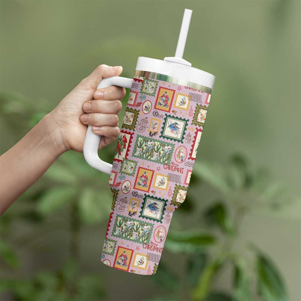 Aussie Birds Christmas La La Land Tumbler With Handle Pink Vintage Stamp Edition - Aussie Hoodie