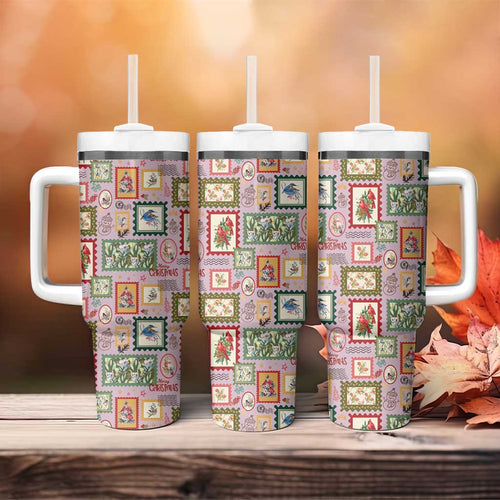 Aussie Birds Christmas La La Land Tumbler With Handle Pink Vintage Stamp Edition - Aussie Hoodie