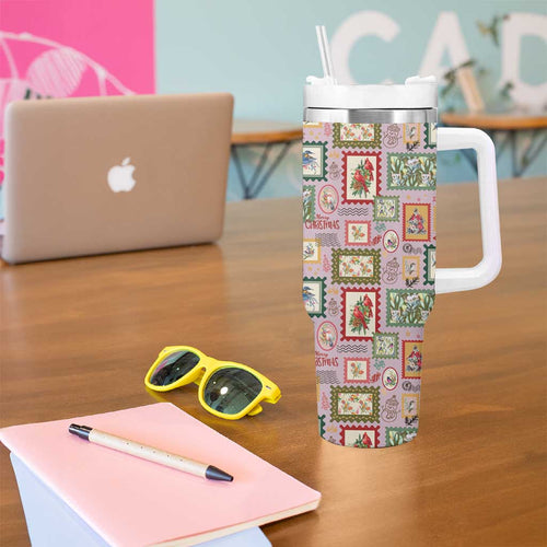 Aussie Birds Christmas La La Land Tumbler With Handle Pink Vintage Stamp Edition - Aussie Hoodie