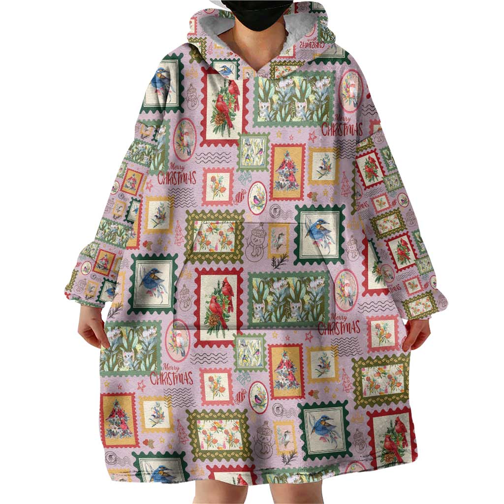 Aussie Birds Christmas La La Land Wearable Blanket Hoodie Pink Vintage Stamp Edition - Aussie Hoodie