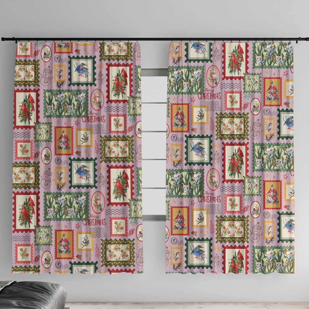 Aussie Birds Christmas La La Land Window Curtain Pink Vintage Stamp Edition - Aussie Hoodie