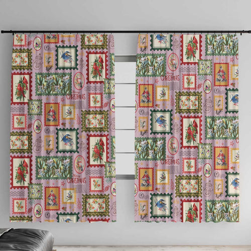 Aussie Birds Christmas La La Land Window Curtain Pink Vintage Stamp Edition - Aussie Hoodie