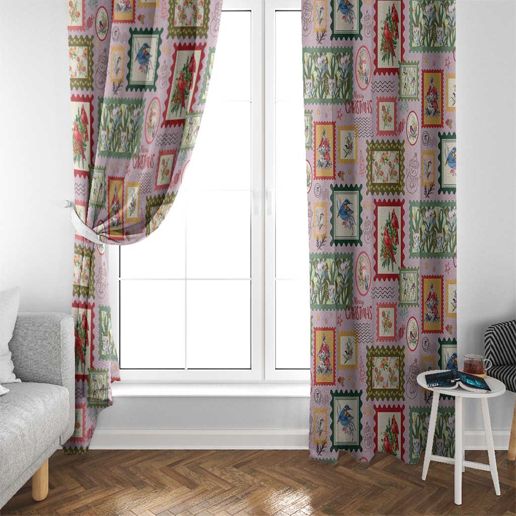 Aussie Birds Christmas La La Land Window Curtain Pink Vintage Stamp Edition - Aussie Hoodie