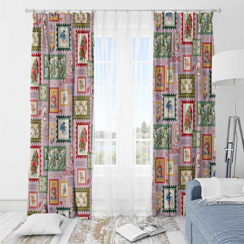 Aussie Birds Christmas La La Land Window Curtain Pink Vintage Stamp Edition - Aussie Hoodie