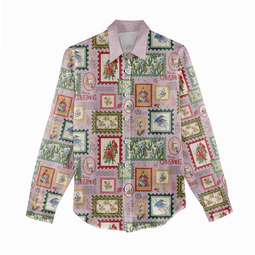 Aussie Birds Christmas La La Land Women Casual Shirt Pink Vintage Stamp Edition - Aussie Hoodie