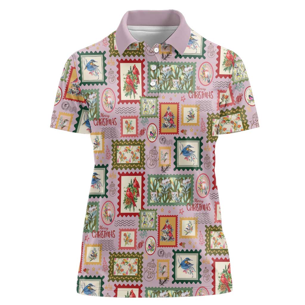 Aussie Birds Christmas La La Land Women Polo Shirt Pink Vintage Stamp Edition - Aussie Hoodie