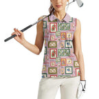 Aussie Birds Christmas La La Land Women Sleeveless Polo Shirt Pink Vintage Stamp Edition - Aussie Hoodie