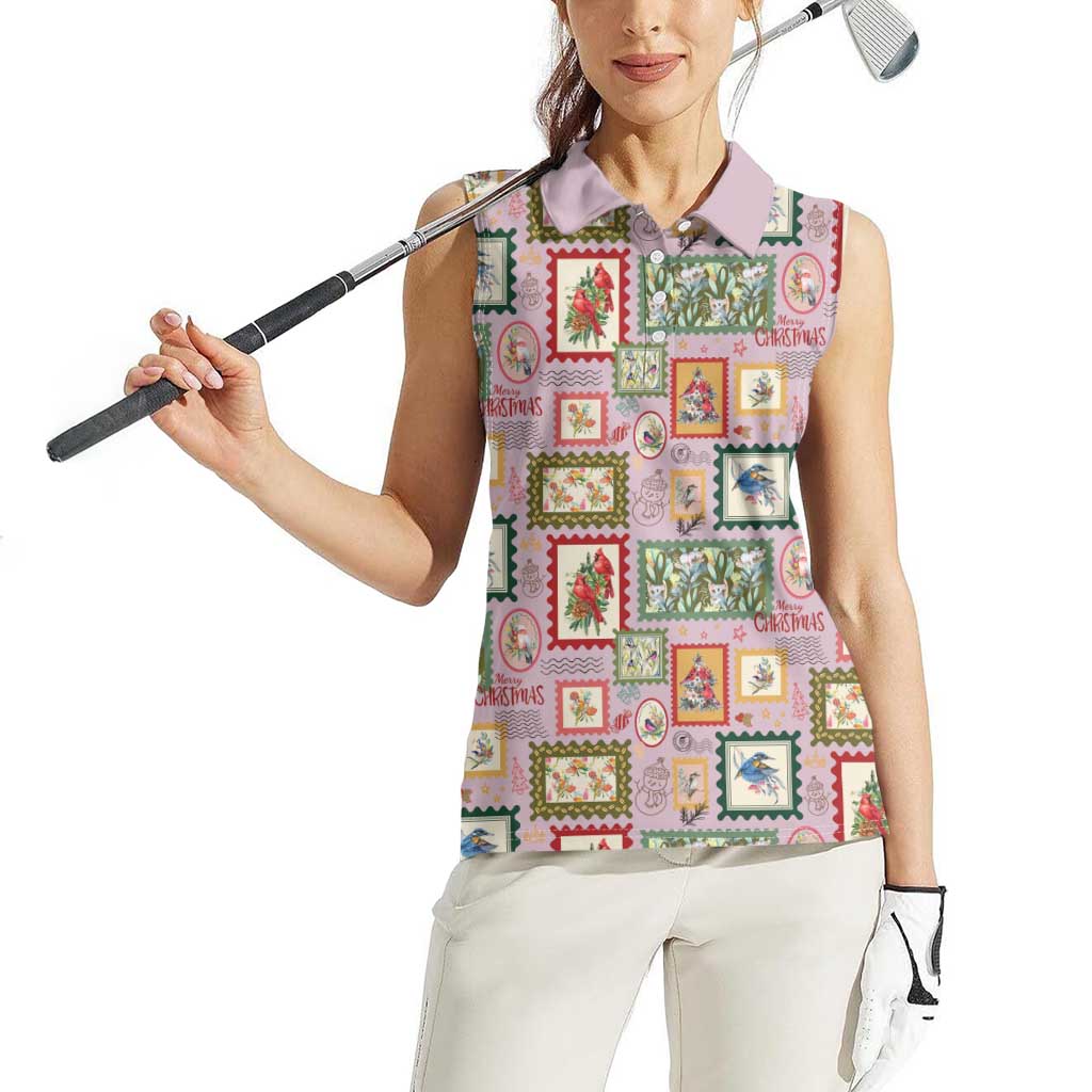 Aussie Birds Christmas La La Land Women Sleeveless Polo Shirt Pink Vintage Stamp Edition - Aussie Hoodie