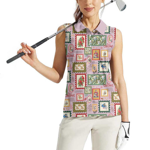 Aussie Birds Christmas La La Land Women Sleeveless Polo Shirt Pink Vintage Stamp Edition - Aussie Hoodie