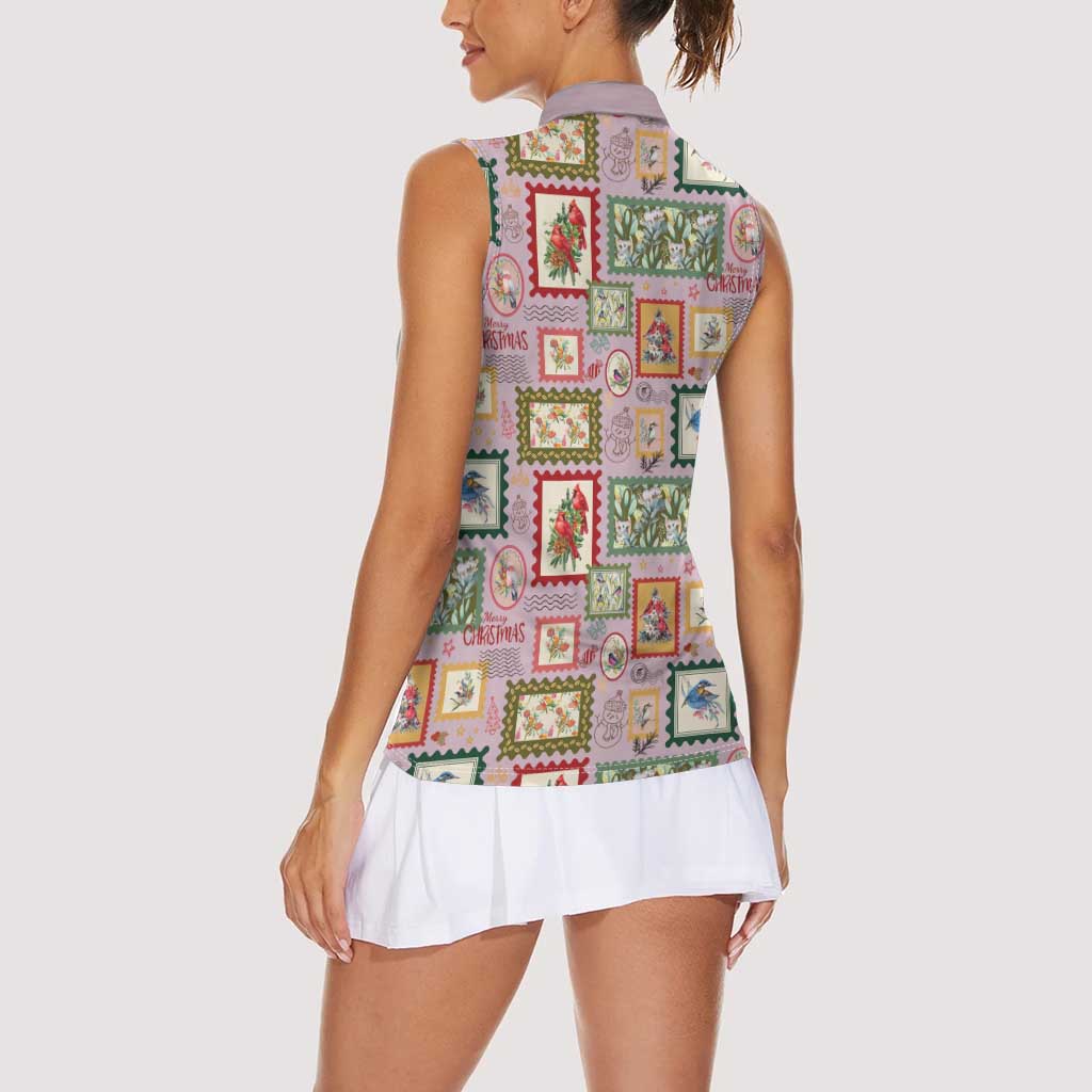 Aussie Birds Christmas La La Land Women Sleeveless Polo Shirt Pink Vintage Stamp Edition - Aussie Hoodie