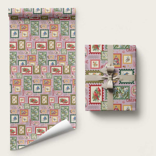 Aussie Birds Christmas La La Land Wrapping Paper Pink Vintage Stamp Edition - Aussie Hoodie