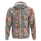 Aussie Birds Christmas La La Land Zip Hoodie Pink Vintage Stamp Edition - Aussie Hoodie