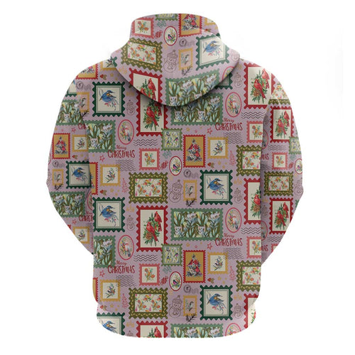 Aussie Birds Christmas La La Land Zip Hoodie Pink Vintage Stamp Edition - Aussie Hoodie