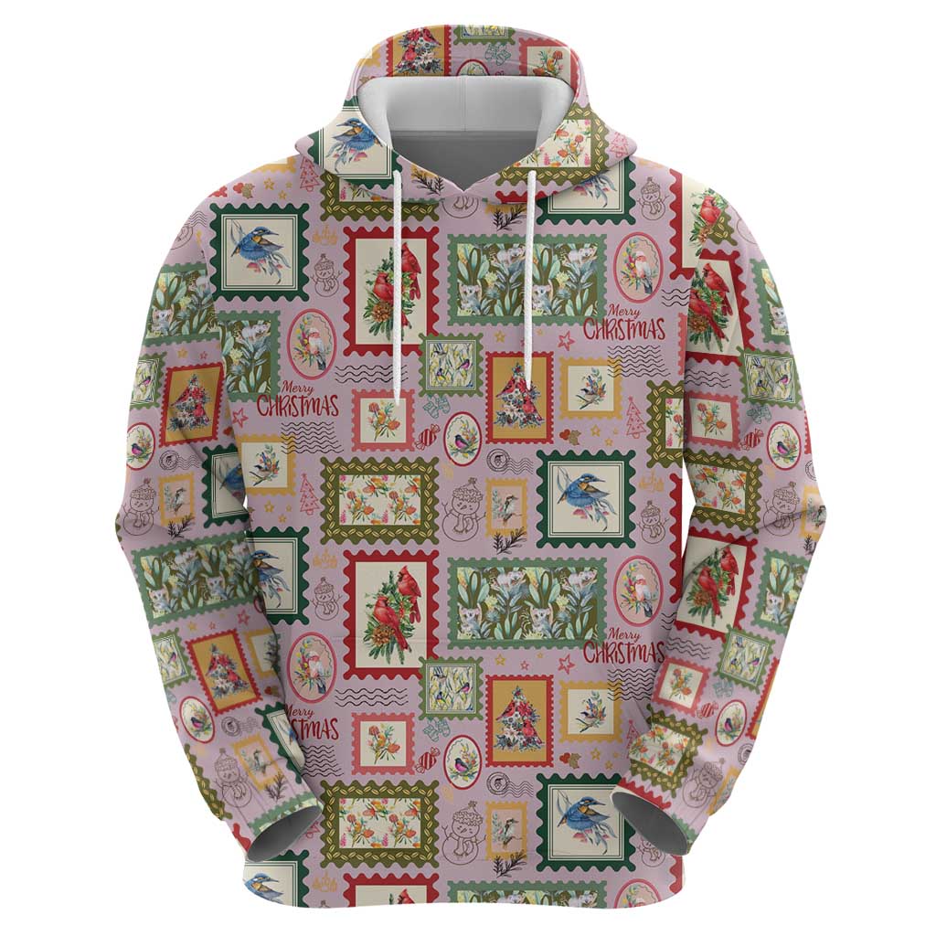 Aussie Birds Christmas La La Land Zip Hoodie Pink Vintage Stamp Edition - Aussie Hoodie